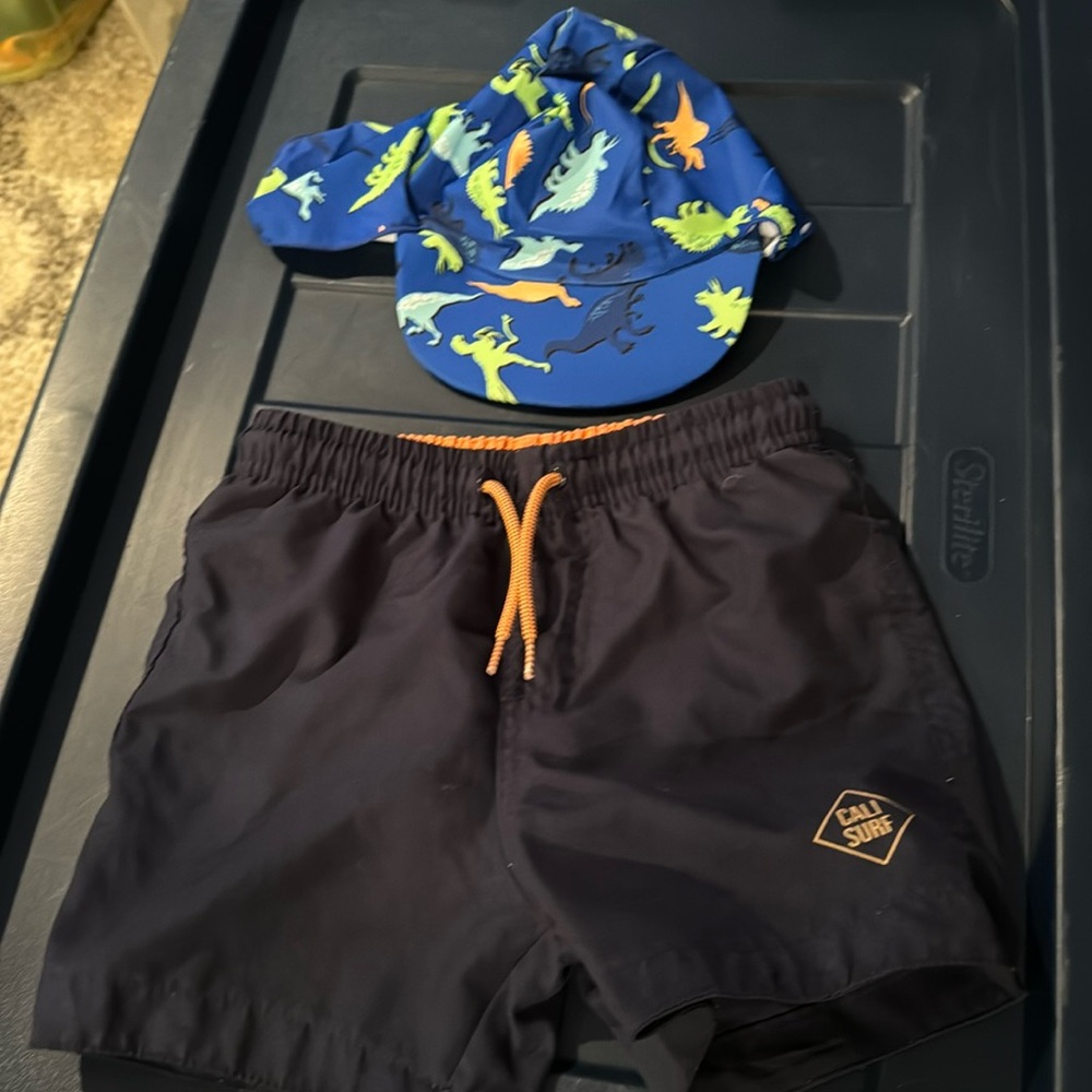 Swim shorts and hat